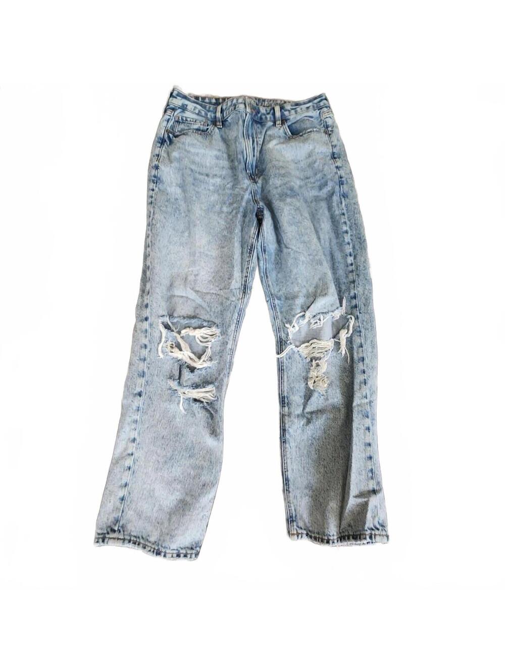 American Eagle distressed mom straight jean